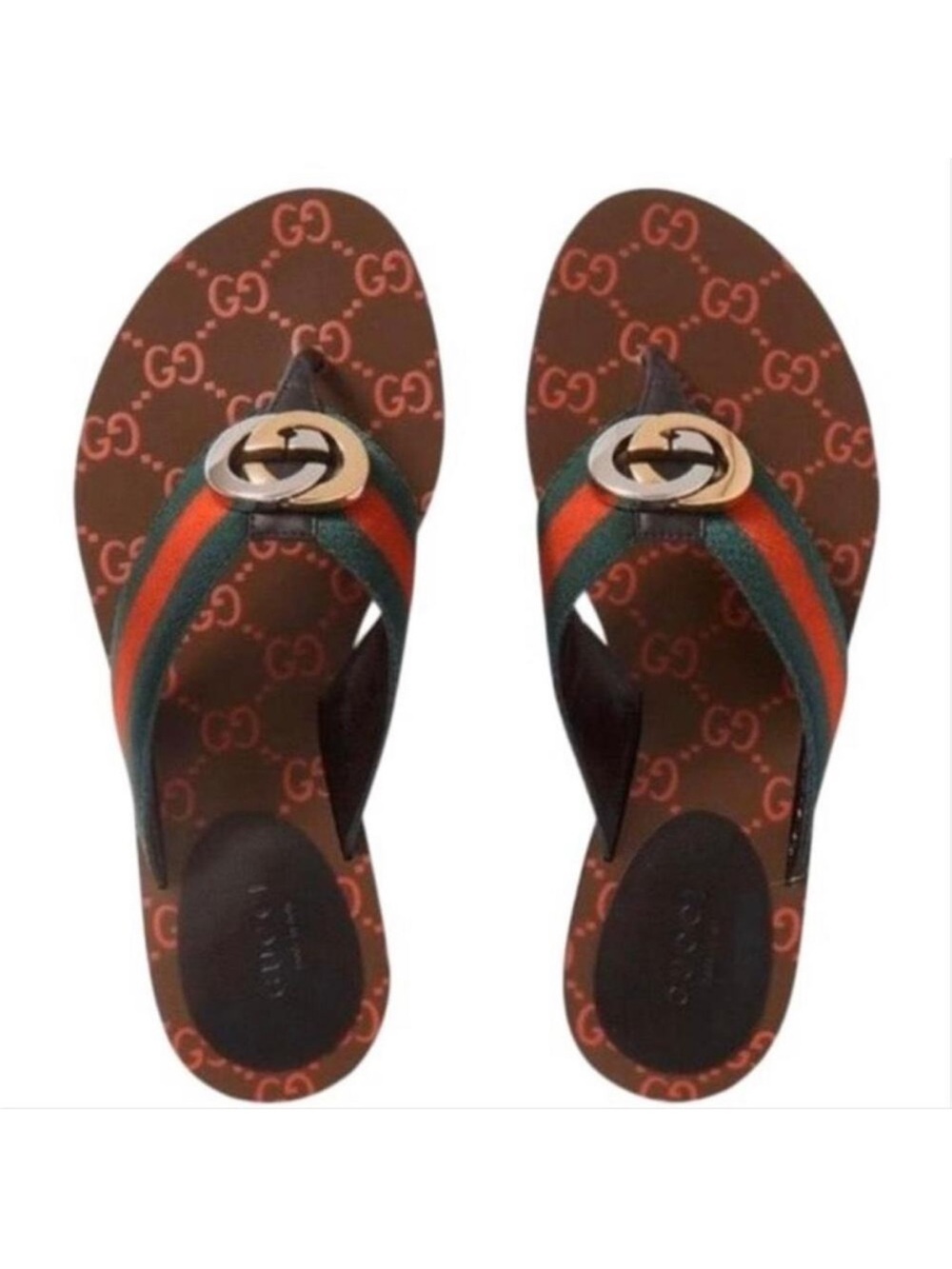 GUCCI Kika GG logo web stripe flip flops sandals